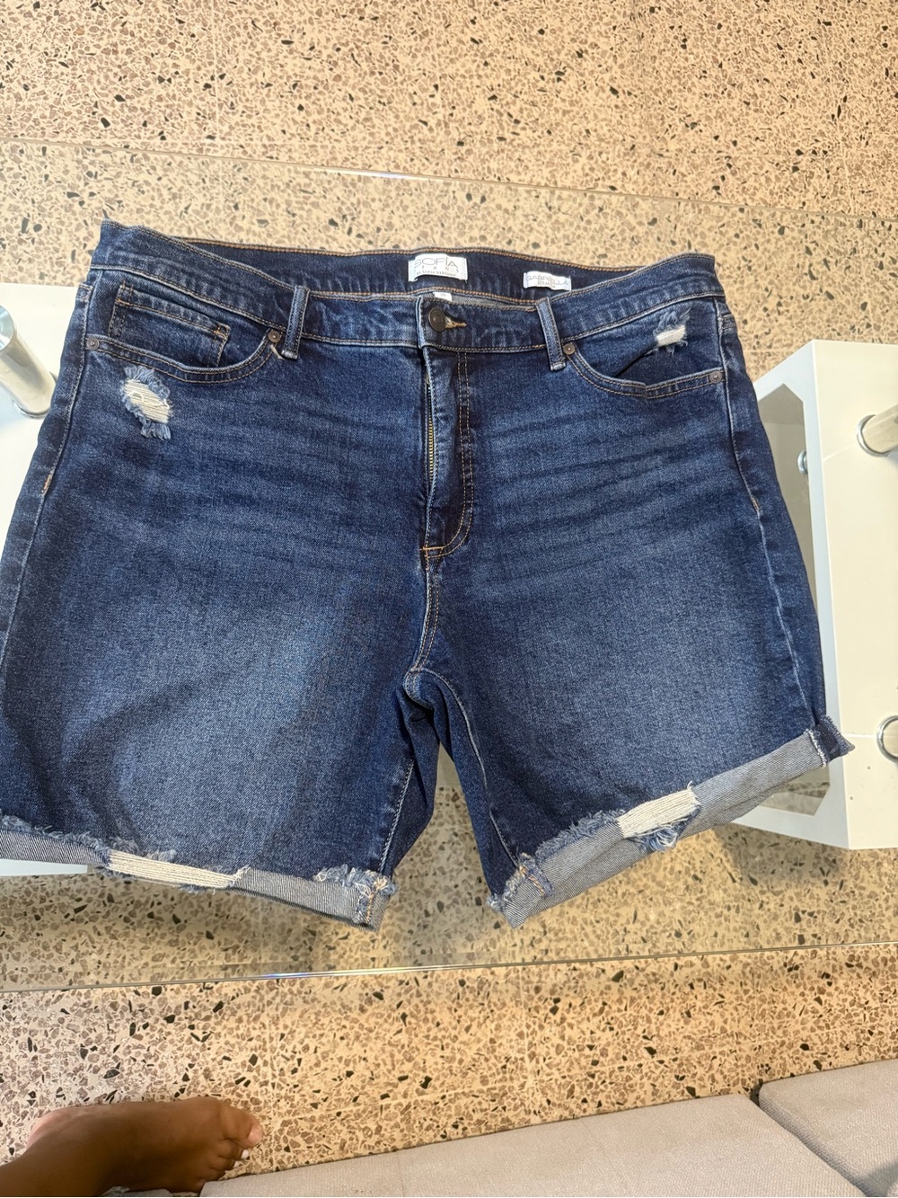 sofia by sofia vergara Dark Blue Distressed Denim Bermudas